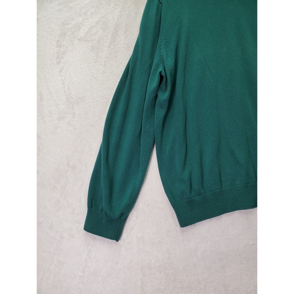IZOD Sweater Mens Size XL Green Knit 100% Cotton Long Raglan Sleeve V‎ Neck Logo - Picture 7 of 9